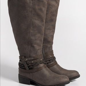 Gray Wide Calf Boots